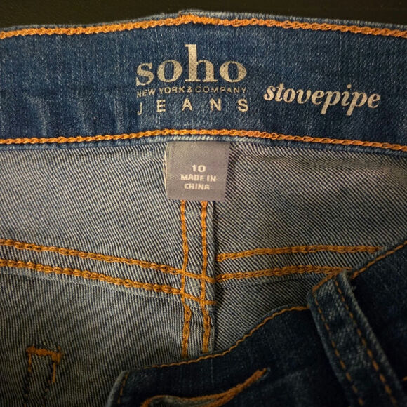 SOHO Stovepipe Jeans Hem Slim Fit Mid Rise Hem Detail sz. 10 - Picture 4 of 4